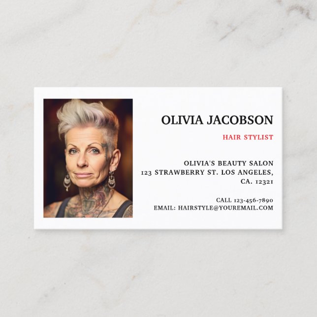 Professional Hair Stylist Photo Business Card (Front)