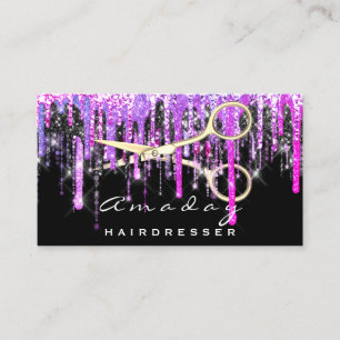 Professional Hairdresser Scissors Gold Hot Pink Business Card