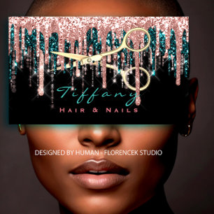 Professional Hairdresser Scissors Rose Black Gold  Business Card