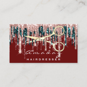 Professional Hairdresser Scissors Rose Burgundy Business Card