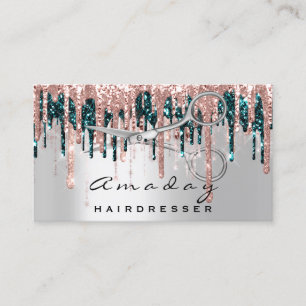 Professional Hairdresser Scissors Rose Drip Grey Business Card