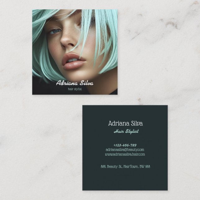 Professional Hairdresser  stylist Modern square Square Business Card (Front/Back)