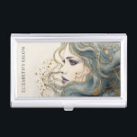 Professional Hairstylist Beauty Salon  Business Card Holder<br><div class="desc">An elegant blue and gold beauty salon business card case. Great for Hair,  makeup and nail salons. Designed for you by Blackberry Boulevard.</div>