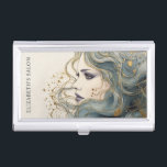 Professional Hairstylist Beauty Salon  Business Card Holder<br><div class="desc">An elegant blue and gold beauty salon business card case. Great for Hair,  makeup and nail salons. Designed for you by Blackberry Boulevard.</div>