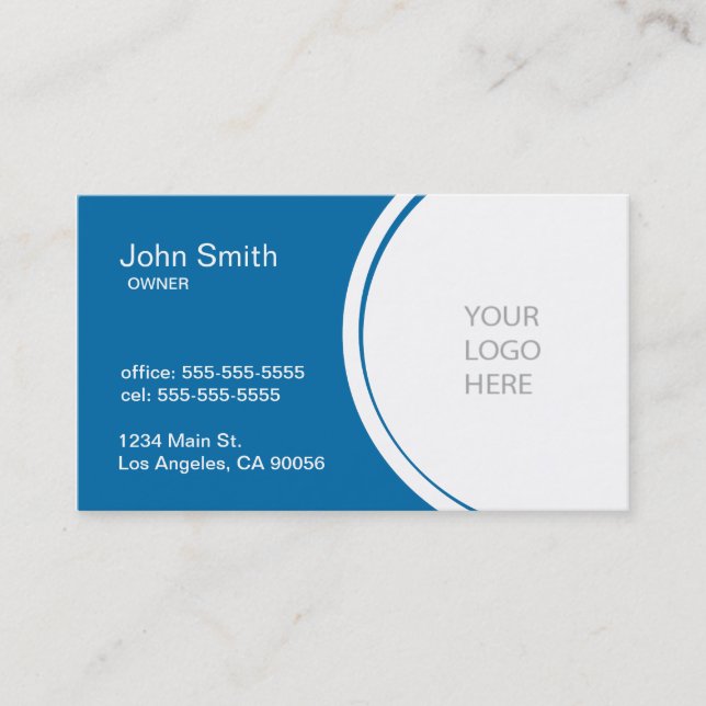 Professional Half Circle Blue Business Card (Front)