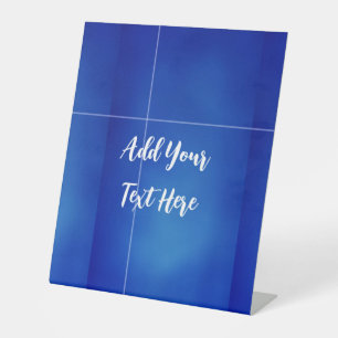 Professional handwriting add text modern blue pedestal sign