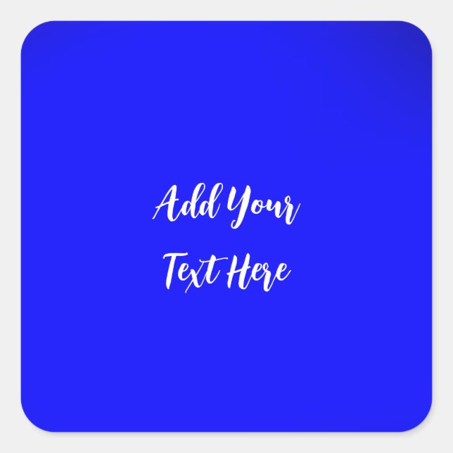 Professional handwriting add text modern blue square sticker (Front)