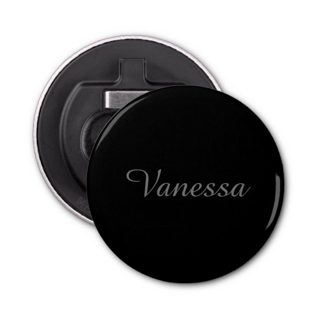 Professional handwriting name custom black bottle opener (Front)