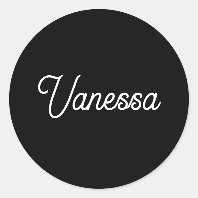 Professional handwriting name custom black classic round sticker (Front)