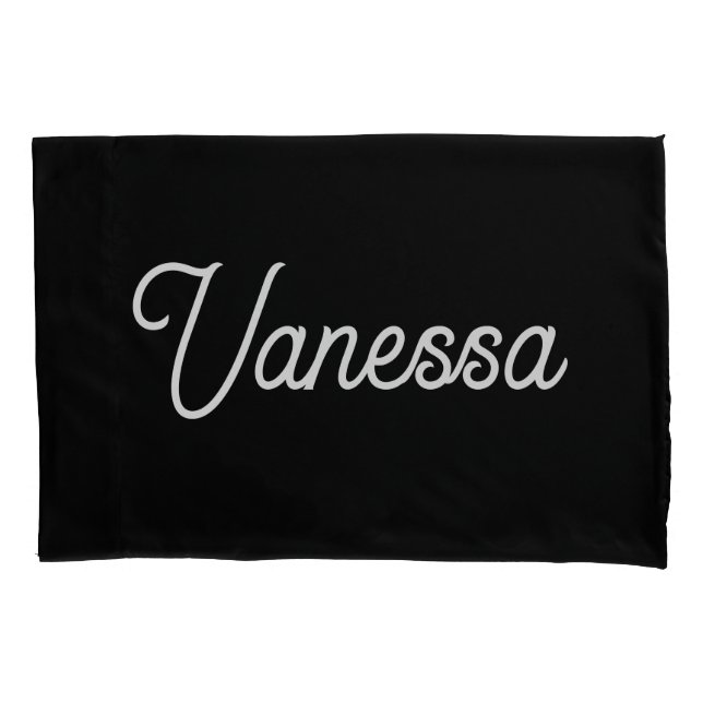 Professional handwriting name custom black pillowcase (Front)