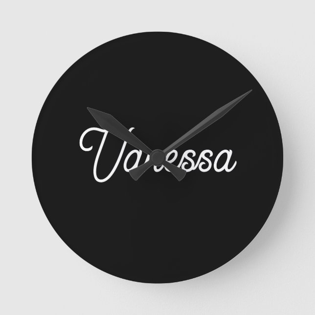 Professional handwriting name custom black round clock (Front)