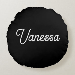 Professional handwriting name custom black round pillow