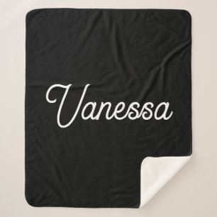 Professional handwriting name custom black sherpa blanket