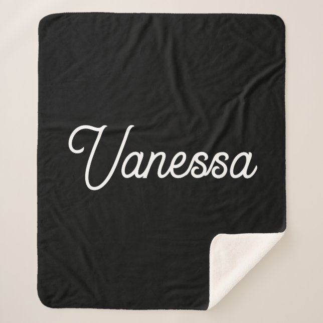 Professional handwriting name custom black sherpa blanket (Front)
