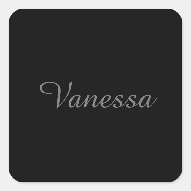 Professional handwriting name custom black square sticker (Front)
