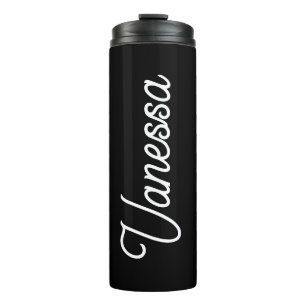 Professional handwriting name custom black thermal tumbler