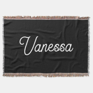 Professional handwriting name custom black throw blanket