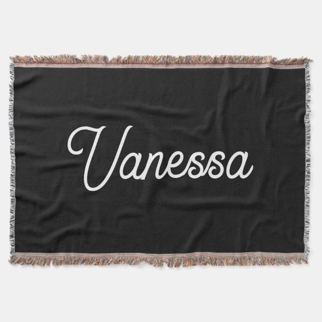 Professional handwriting name custom black throw blanket (Front)