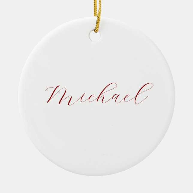 Professional handwriting name minimalist modern ceramic ornament (Front)