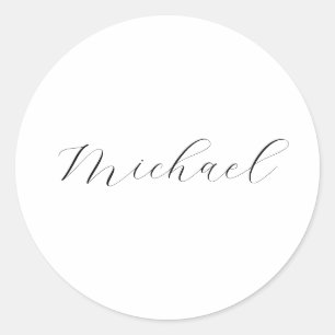 Professional handwriting name minimalist modern classic round sticker