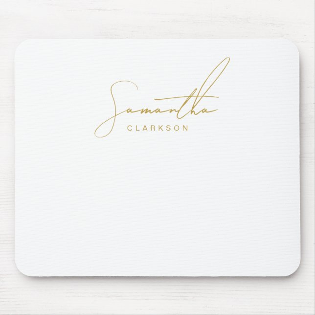 Professional Handwritten Gold Script Typography Mouse Pad (Front)