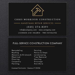 Professional Handyman & Builder Business Card