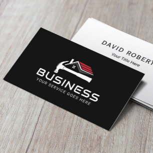 Professional Handyman House Repair Service Black Business Card