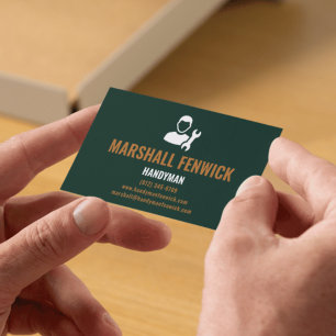Professional Handyman Modern Forest Green & Gold Business Card