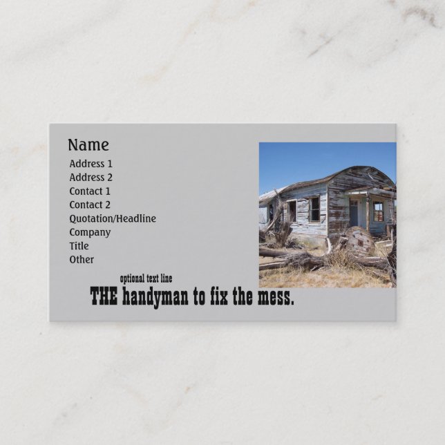 Professional Handyman Mr. Fix It Business Card (Front)