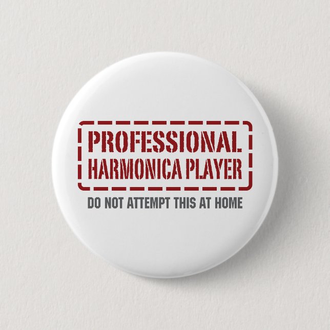 Professional Harmonica Player 2 Inch Round Button (Front)