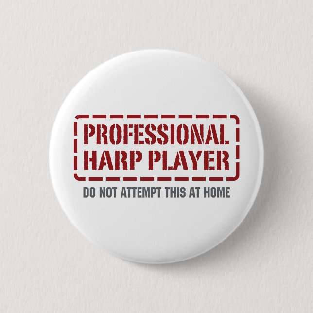 Professional Harp Player 2 Inch Round Button (Front)