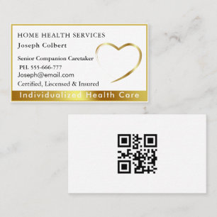 Professional Health Caregiver Medical QR Code gold Business Card