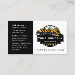 Professional Heavy Equipment Construction Company  Business Card