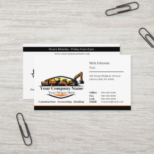 Professional Heavy Equipment Construction Company  Business Card