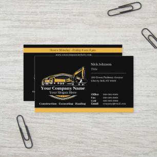 Professional Heavy Equipment Construction Company  Business Card
