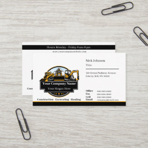 Professional Heavy Equipment Construction Company  Business Card