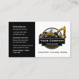 Professional Heavy Equipment Construction Company Business Card