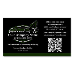 Professional Heavy Equipment Construction Company Magnetic Business Card