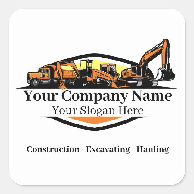 Professional Heavy Equipment Construction Company  Square Sticker (Front)