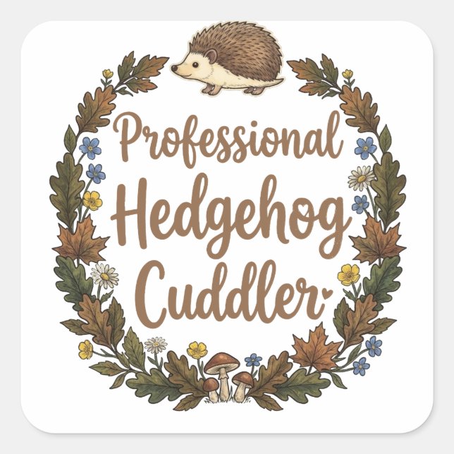 Professional Hedgehog Cuddler Square Sticker (Front)