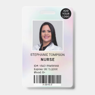 Professional holographic nurse photo logo code badge