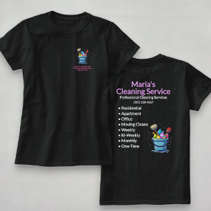 Professional Home Cleaning Service Woman Black T-Shirt