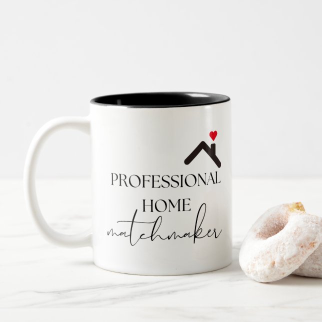 Professional Home Matchmaker Real Estate Two-Tone Coffee Mug (With Donut)