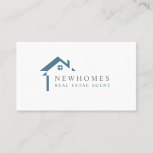 Professional Home Real Estate Agent Logo Blue Business Card