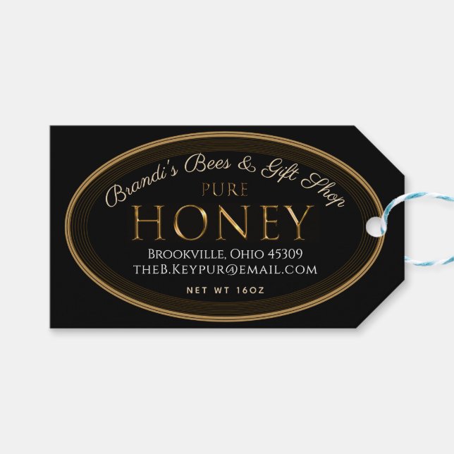 Professional Honey Label Black and Gold Oval (Front (Horizontal))