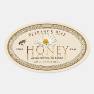 Professional Honey Label Ivory Gold Oval