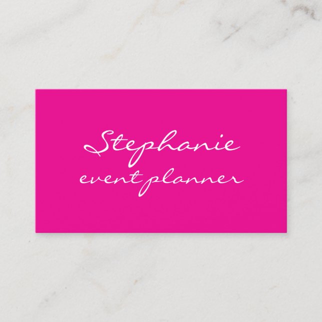 Professional Hot Pink White Colourful Girly Modern Business Card (Front)