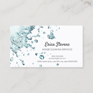 Professional House Cleaning Fresh Water Splash Business Card
