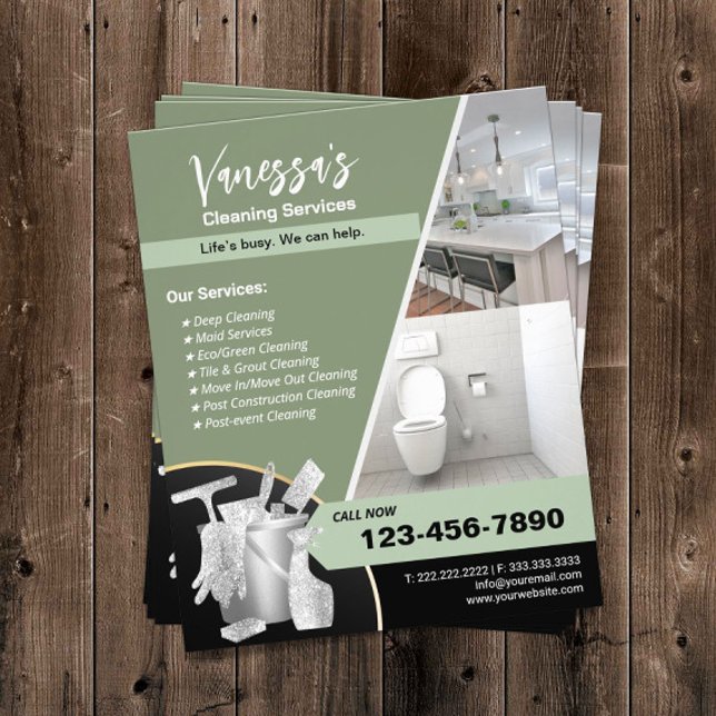 Professional House Cleaning Green Maid Service Flyer (Creator Uploaded)