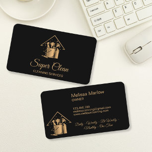 Professional House Cleaning Maid Gold Glitter  Bus Business Card